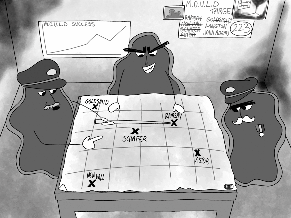 UCL is losing the war on mould... Graphic by Kotryna Taujanskaite